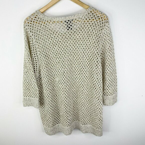INC International Concepts Sweater Woman Plus Size 3X Silver Open Knit Pullover - Picture 3 of 3